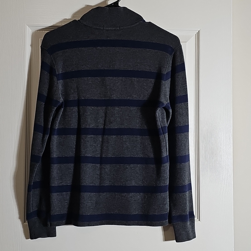 Polo by Ralph Lauren Kids Blue and Gray Striped Quarter Zip Sweater Boys Size L - Picture 3 of 6